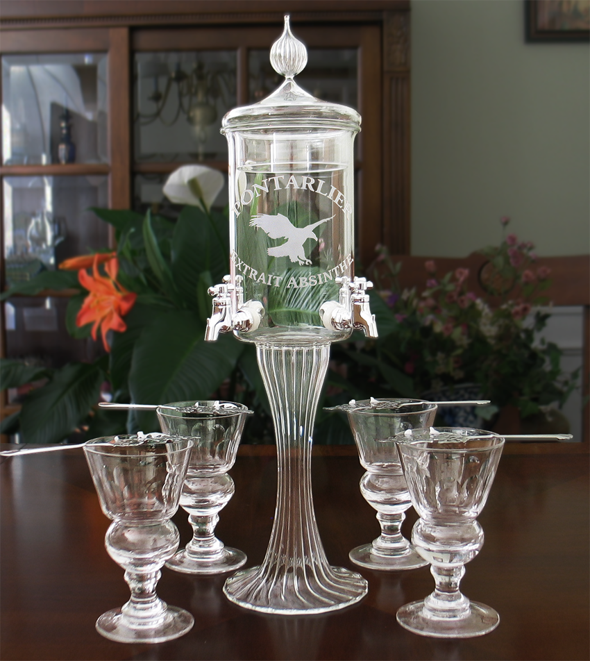 Etched Glass Absinthe Fountain Set